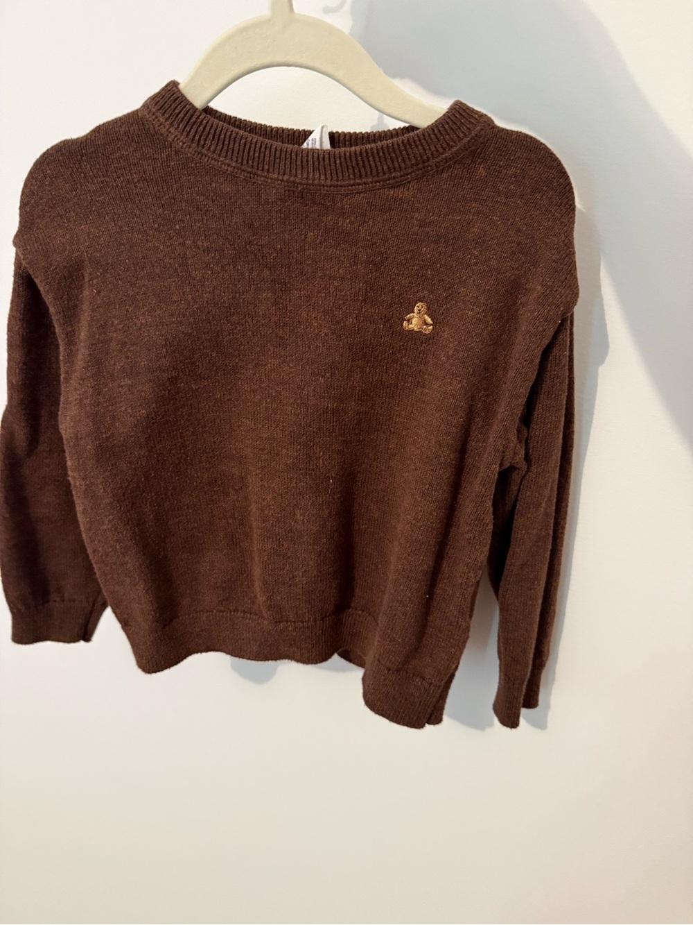 GAP Chocolate Brown Crewneck Sweater with Gold Embroidered Accent
